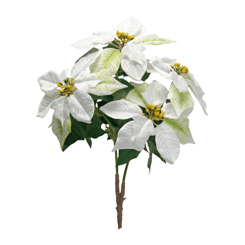 Silk Poinsettia Branch With Leaves Christmas Floral