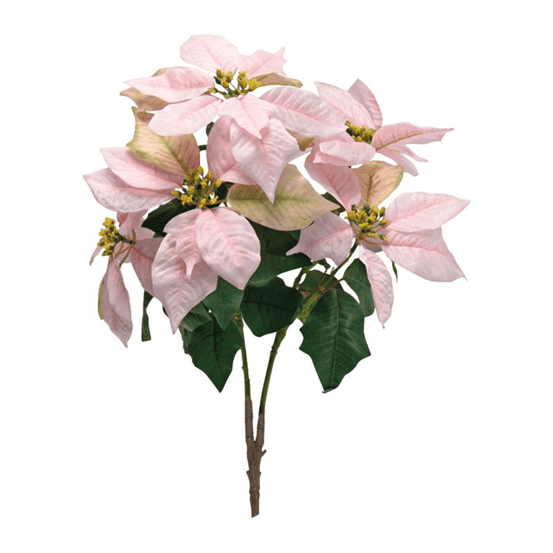 Silk Poinsettia Branch With Leaves Christmas Floral