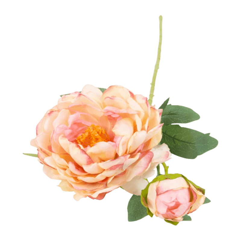 Artificial Peony Short Spray With 2 Flower Heads