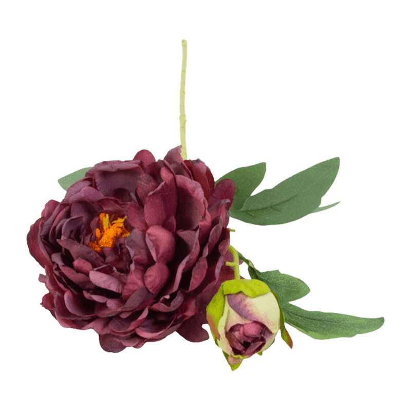 Artificial Peony Short Spray With 2 Flower Heads