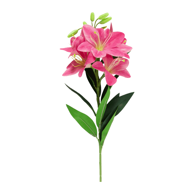 Artificial Lily Flower With 5 Flowers And 5 Fruits