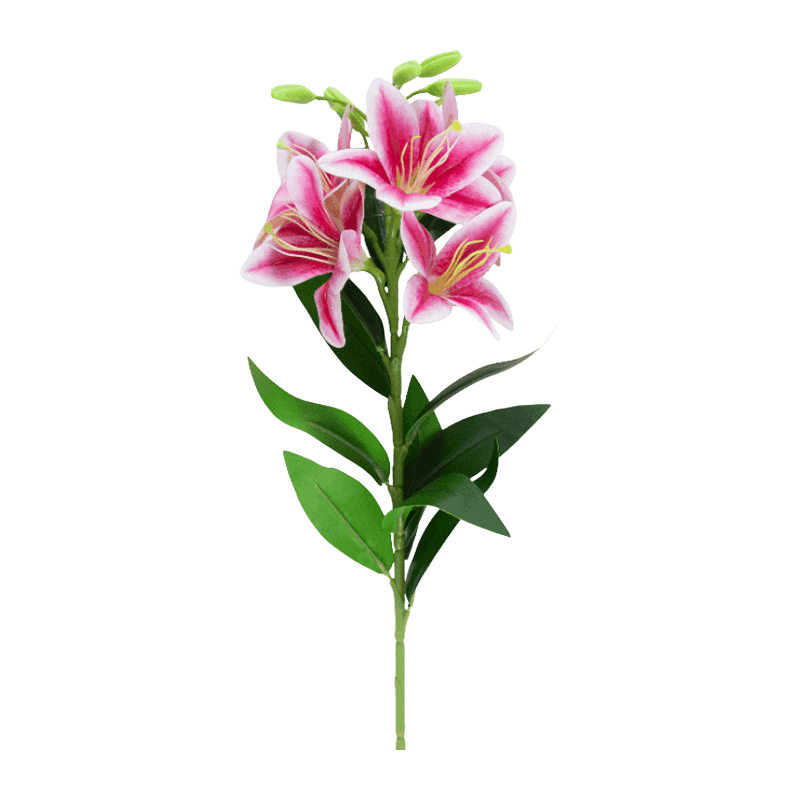 Artificial Lily Flower With 5 Flowers And 5 Fruits