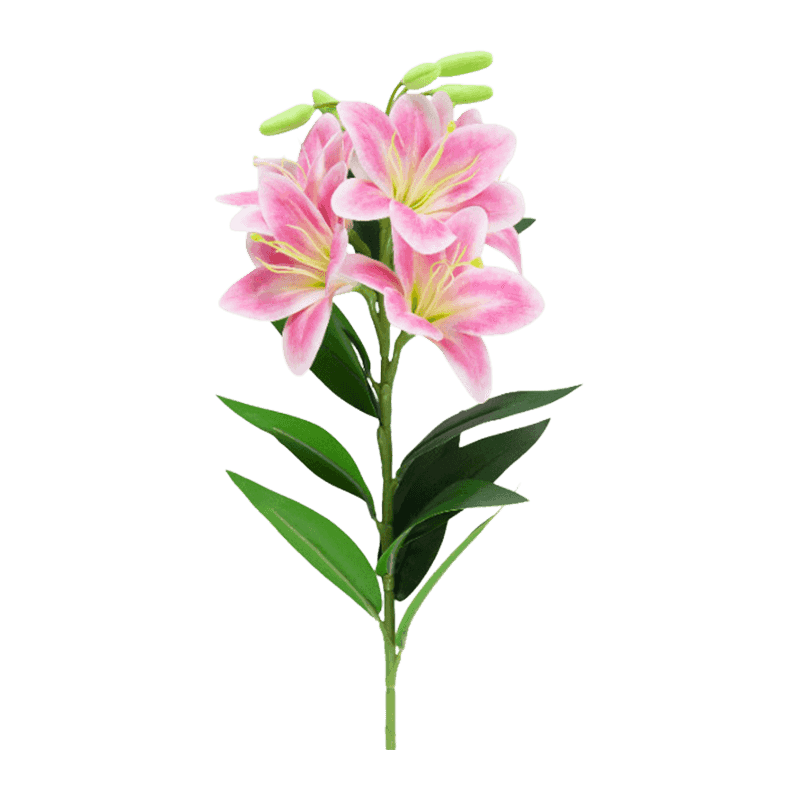 Artificial Lily Flower With 5 Flowers And 5 Fruits