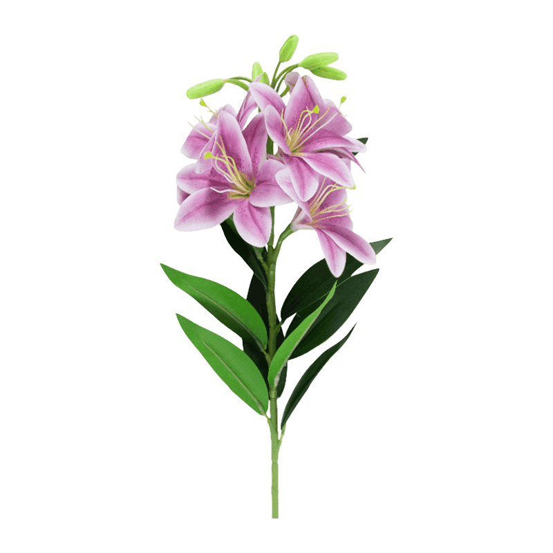 Artificial Lily Flower With 5 Flowers And 5 Fruits