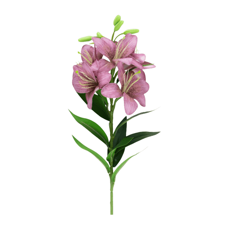 Artificial Lily Flower With 5 Flowers And 5 Fruits