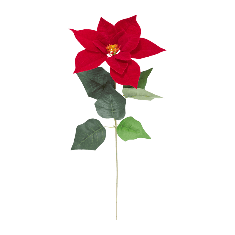 Artificial Single Poinsettia Long Stem