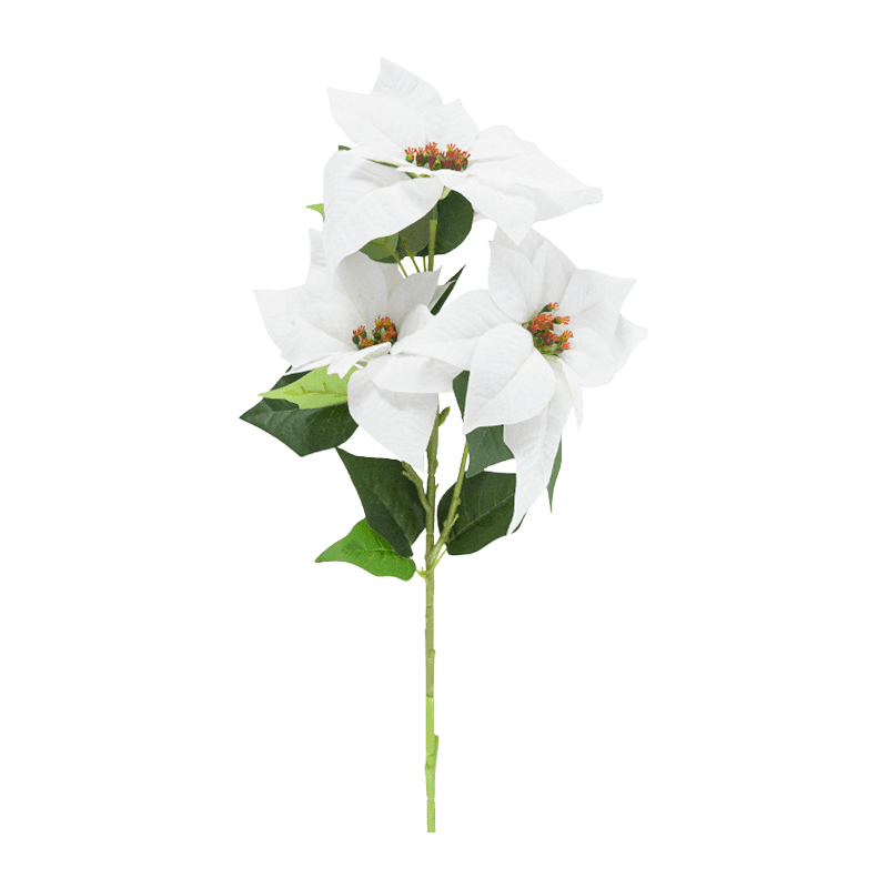 Artificial Poinsettia Long Spray With 3 Flower Heads