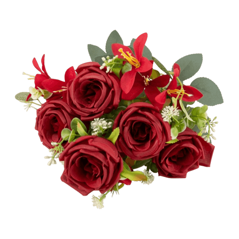 Artificial Rose Bouquet With 9 Flowers
