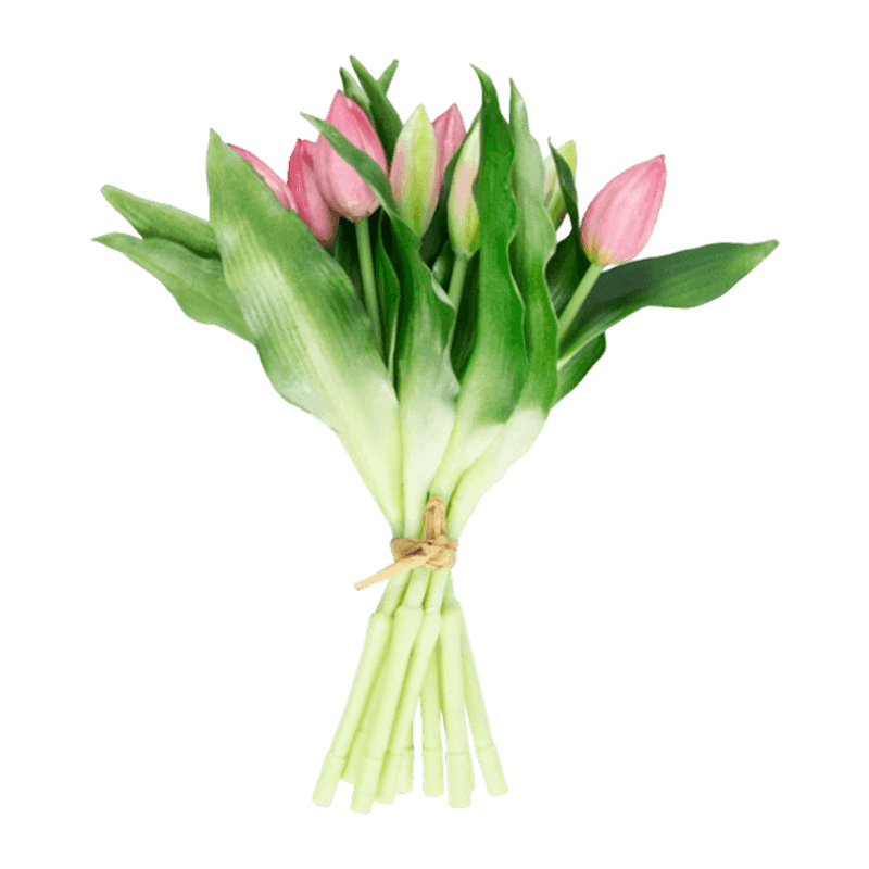 11"Artificial Tulip With 5 Big Bud And 4 Small 14 Leaves