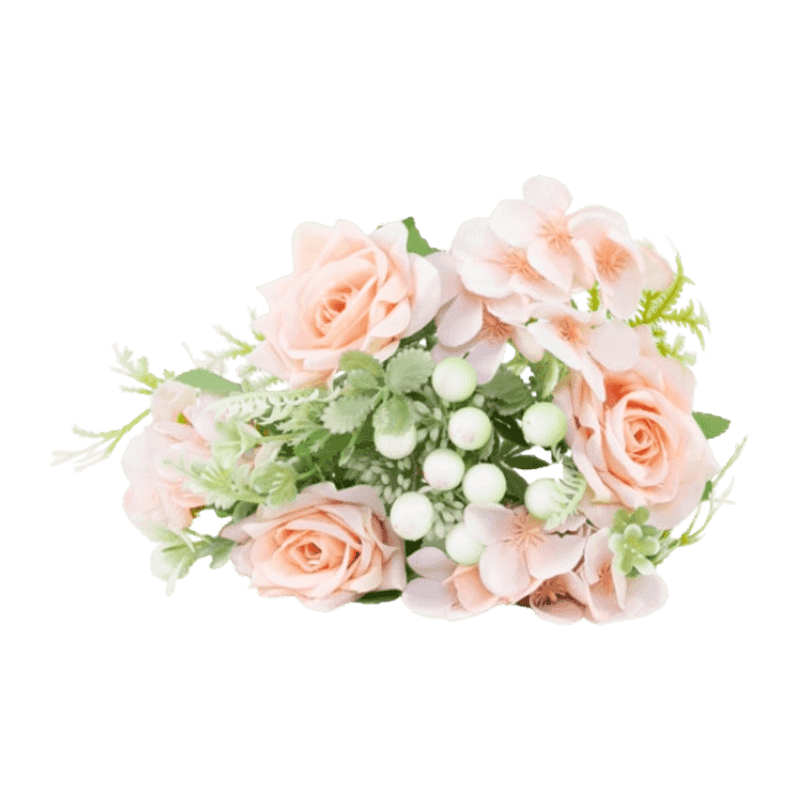 Mixed Artificial Rose Pick Bouquet With Purple Berries 29cm