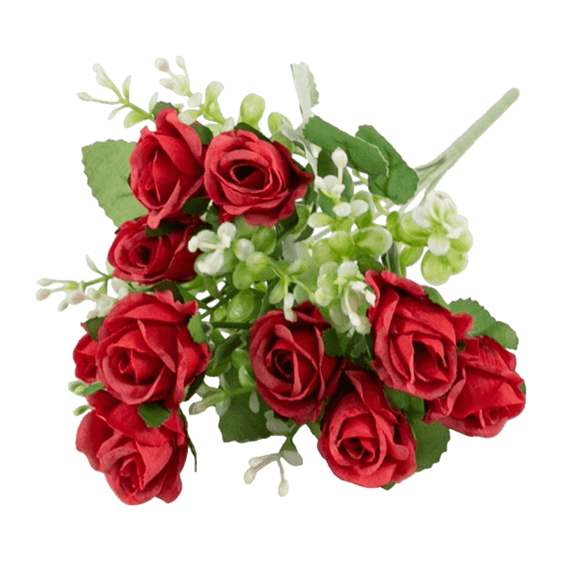 Rose Bush With 10 Flowers 33cm