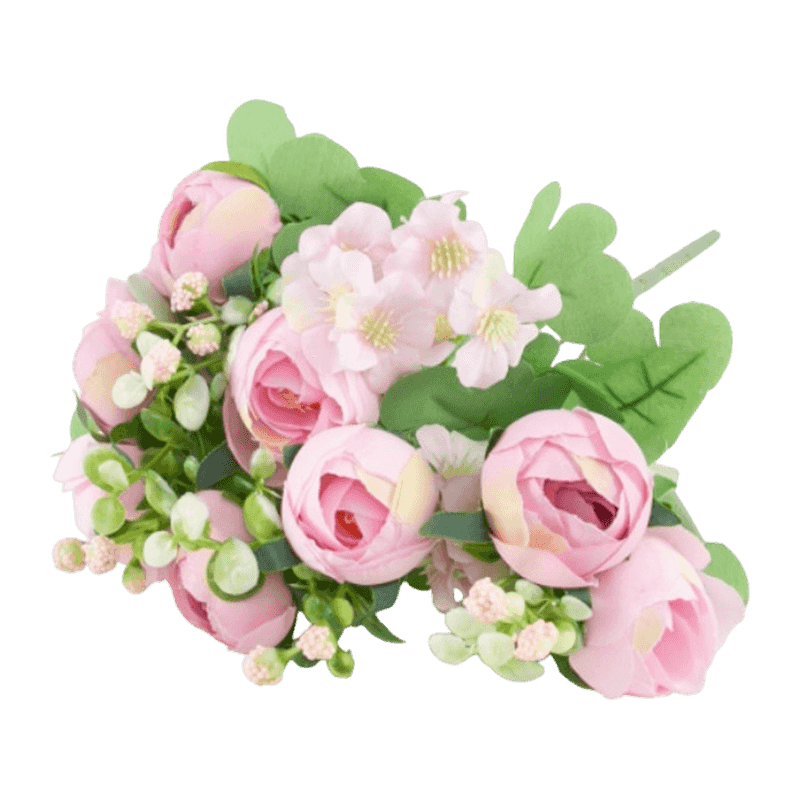 Mixed Artificial Peony Pick Bouquet with Berries and Eucalyptus