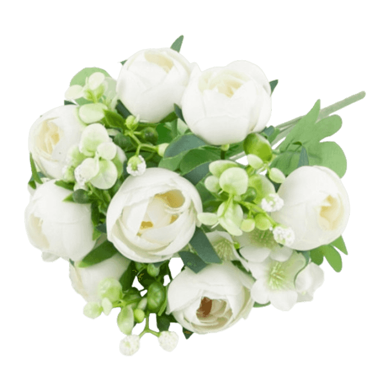 Mixed Artificial Peony Pick Bouquet with Berries and Eucalyptus