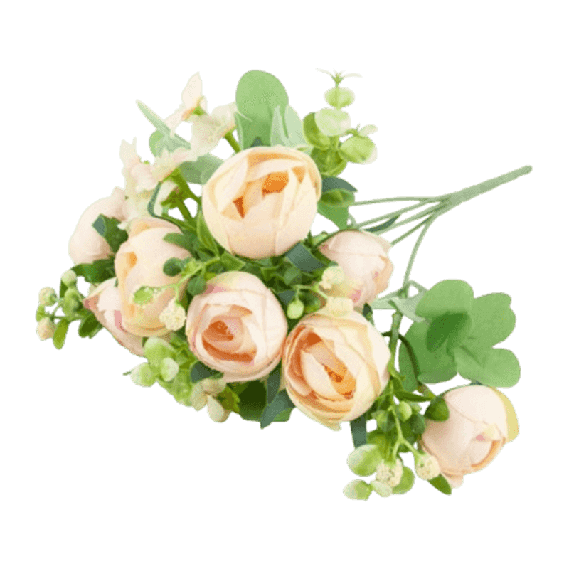 Mixed Artificial Peony Pick Bouquet with Berries and Eucalyptus