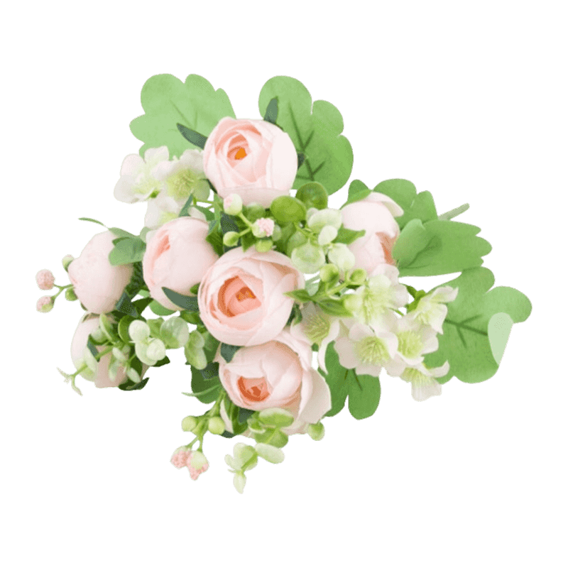 Mixed Artificial Peony Pick Bouquet with Berries and Eucalyptus
