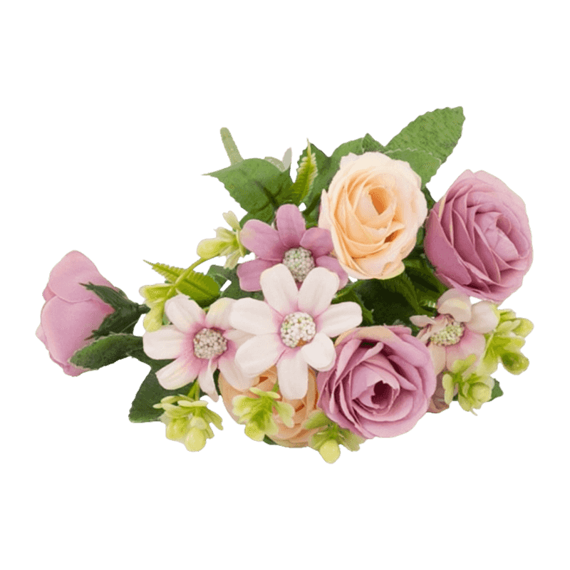 Mixed Artificial Rose Daisy Pick Bouquet 30cm