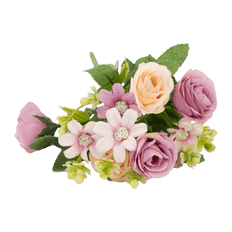 Mixed Artificial Rose Daisy Pick Bouquet 30cm
