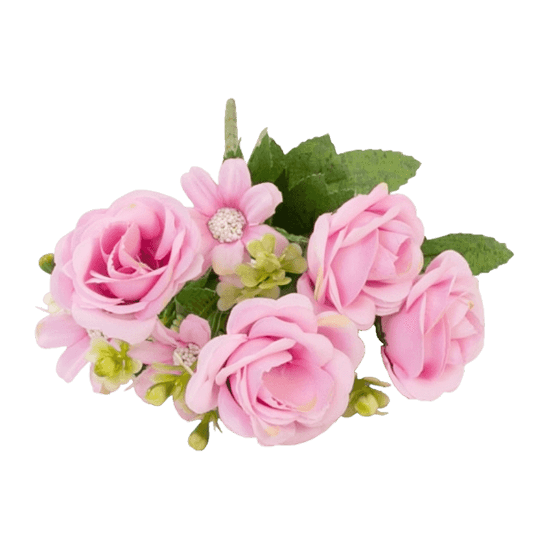 Mixed Artificial Rose Daisy Pick Bouquet 30cm