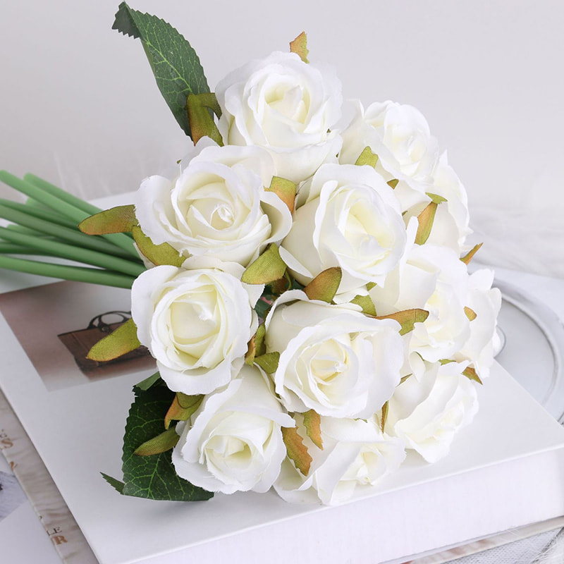 12 Heads Artificial Rose Pick Bouquet 25cm