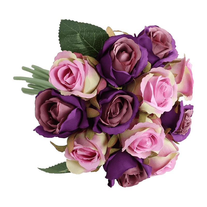 12 Heads Artificial Rose Pick Bouquet 25cm