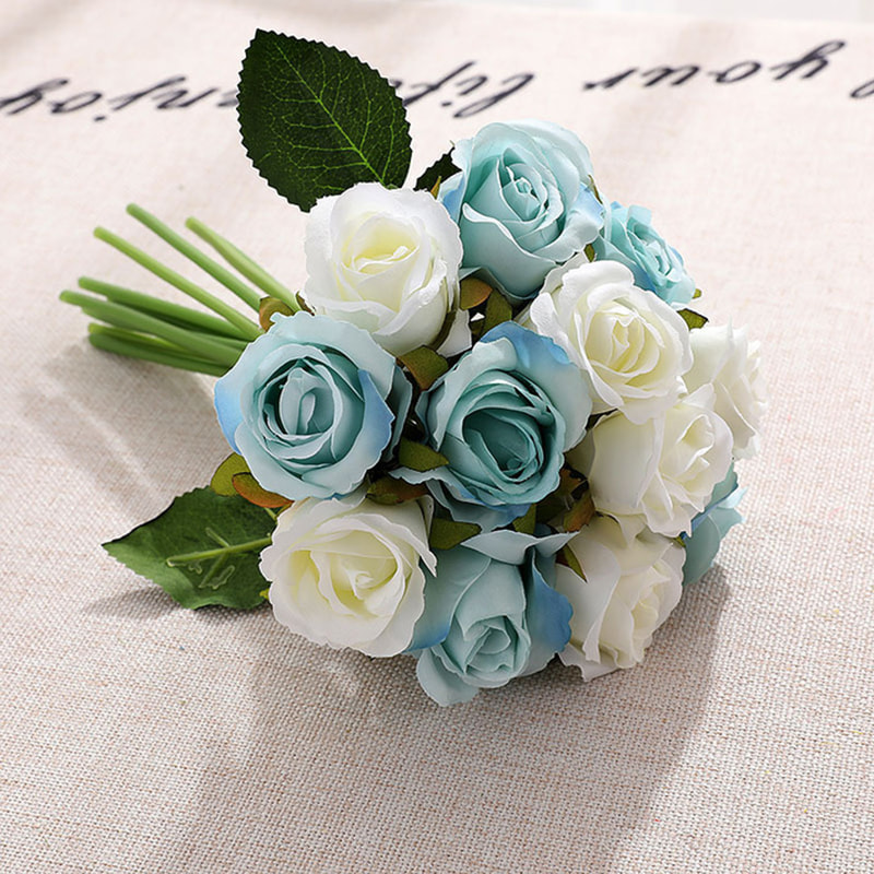 12 Heads Artificial Rose Pick Bouquet 25cm