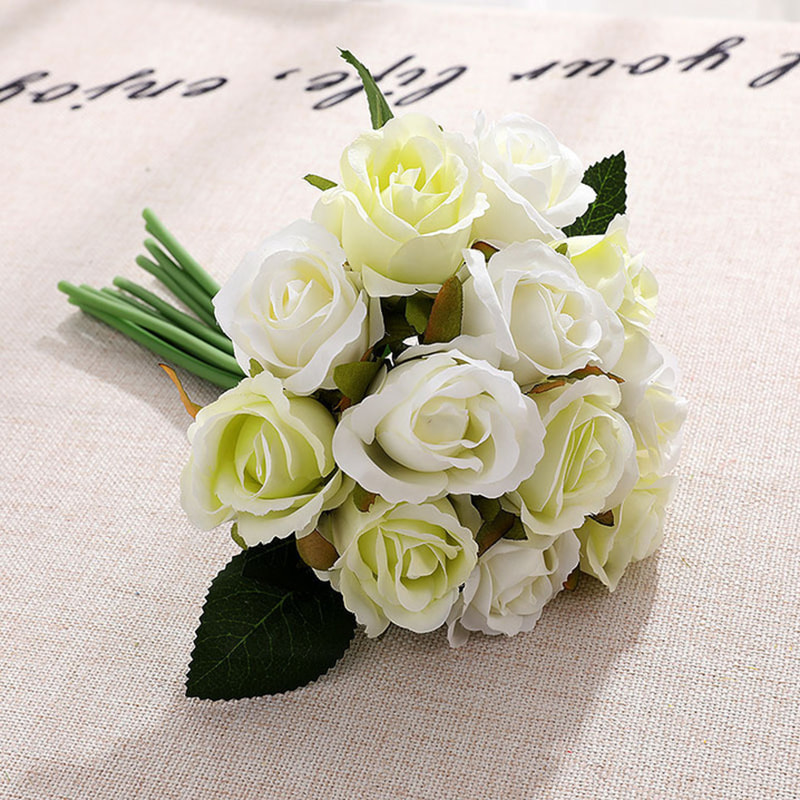 12 Heads Artificial Rose Pick Bouquet 25cm