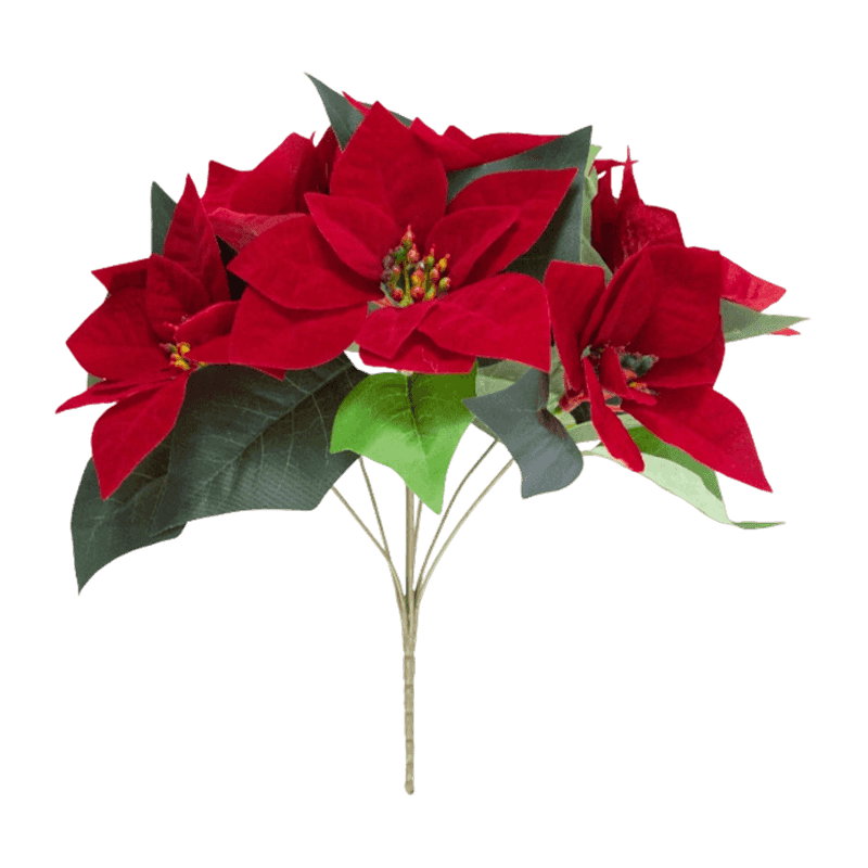 5 Heads Artificial Poinsettia Bouquet