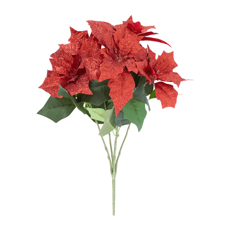 5 Heads Artificial Poinsettia Pick Bouquet