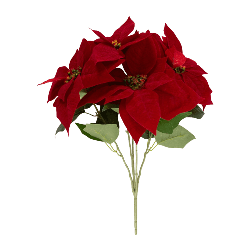 5 Heads Artificial Poinsettia Pick Bouquet