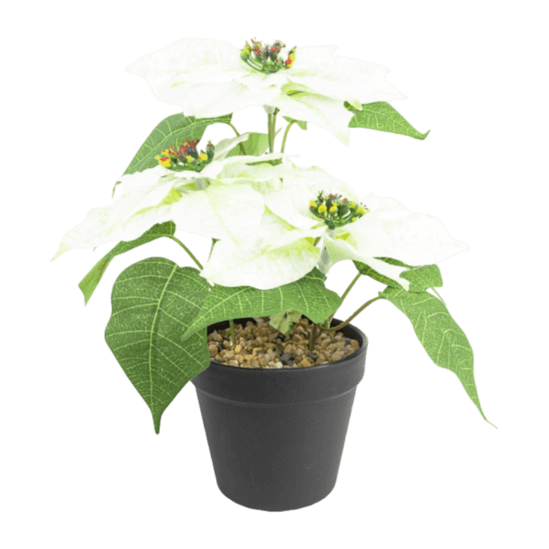 11.8"Artificial Poinsettia Flower With 3 Flowers In Pp Pot 11.8"Artificial Poinsettia Flower With 3 Flowers In Pp Pot