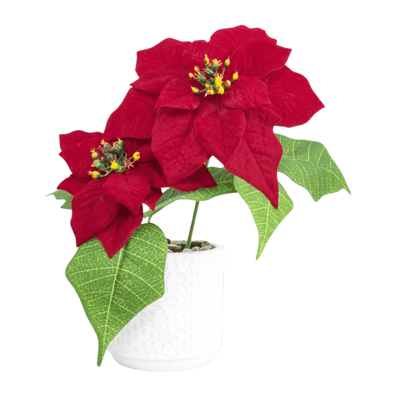 Artificial Poinsettia With Cement Pot