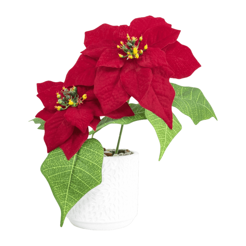 Artificial Poinsettia With Cement Pot