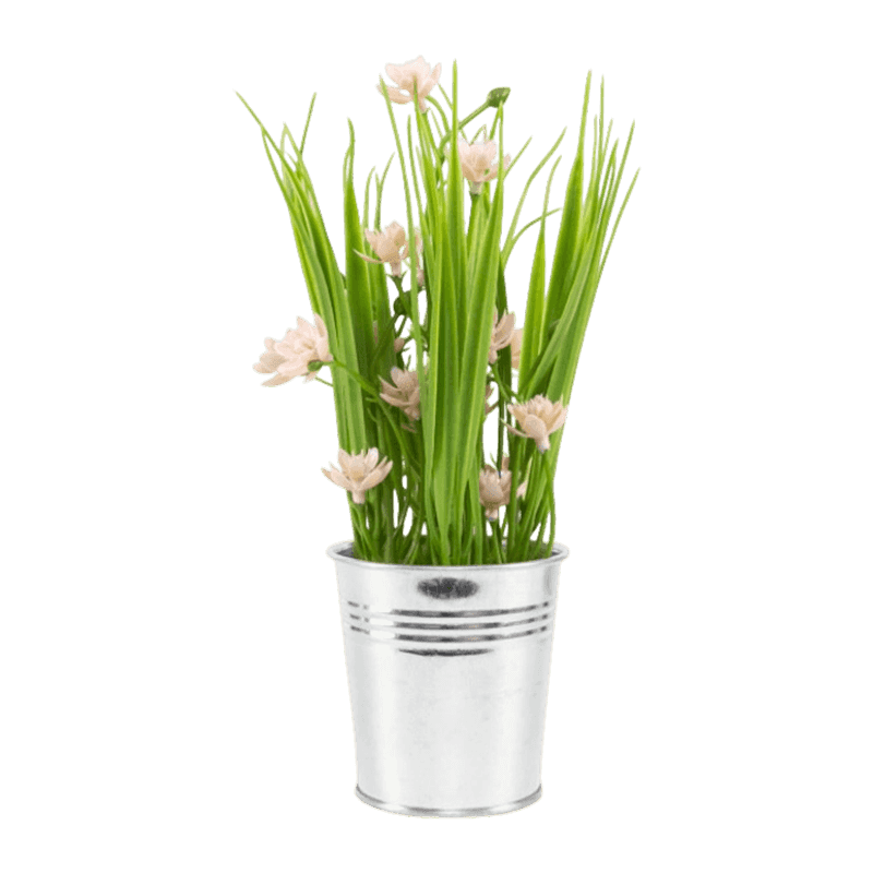 Artificial Flowers In Iron Pot
