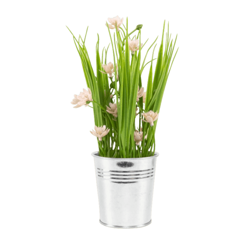 Artificial Flowers In Iron Pot