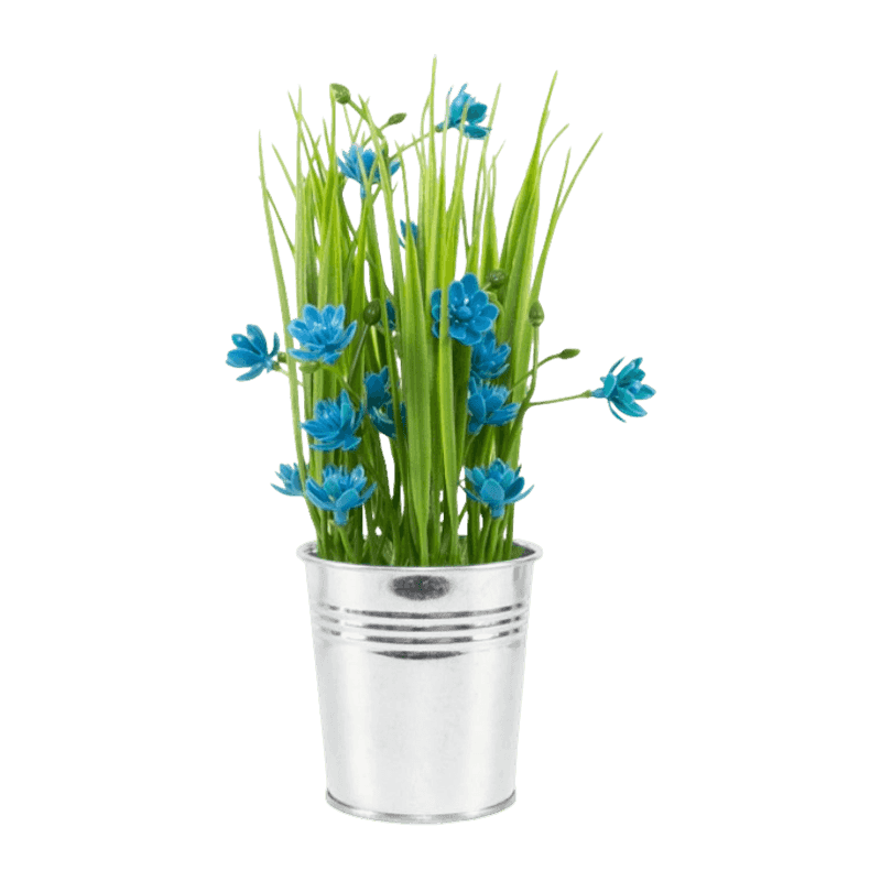 Artificial Flowers In Iron Pot