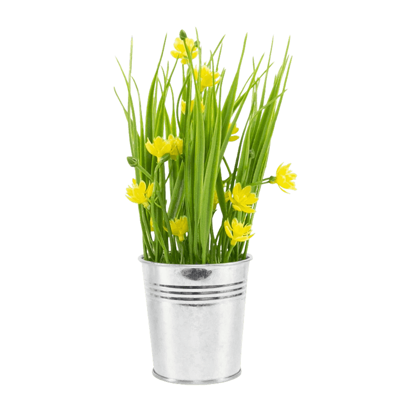 Artificial Flowers In Iron Pot