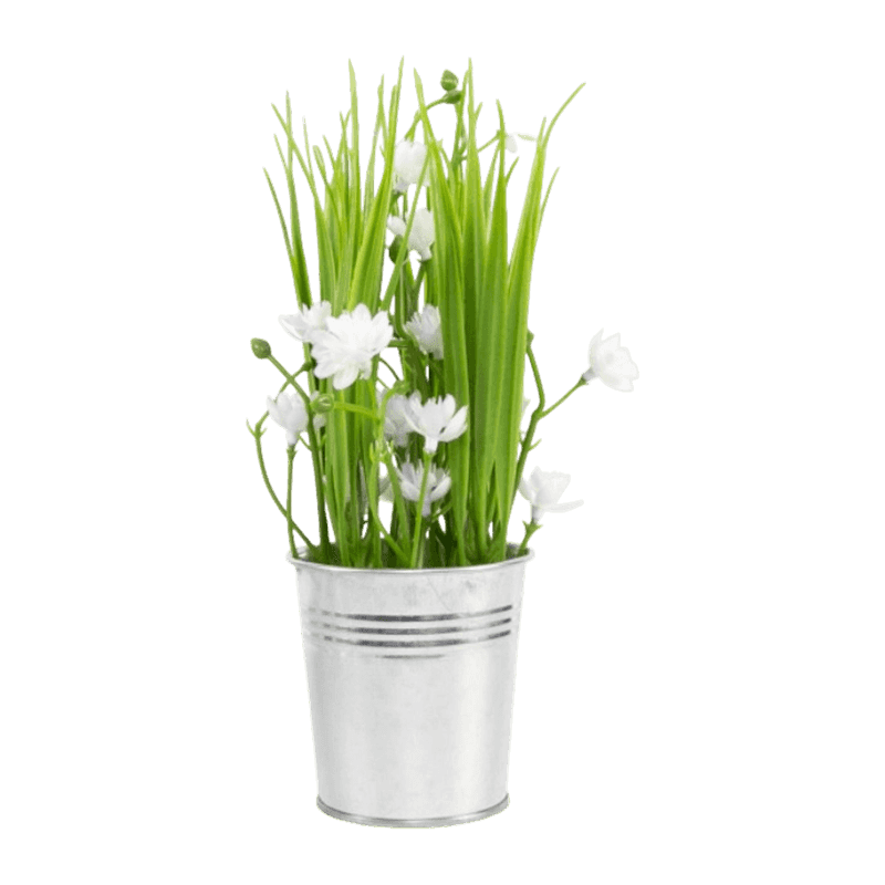 Artificial Flowers In Iron Pot