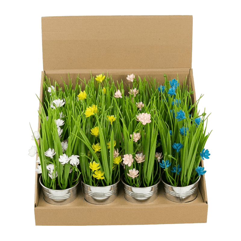 Artificial Flowers In Iron Pot