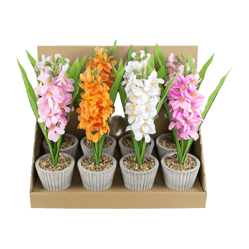 14"Artificial Hyacinth Flowers In Paper Pot 14"Artificial Hyacinth Flowers In Paper Pot