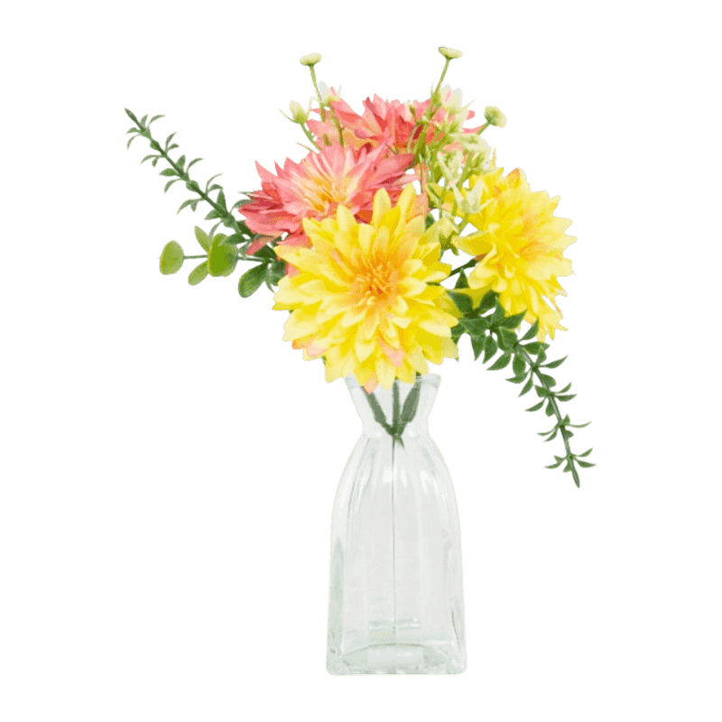 9.65"Artificial Daisy Flower In Glass Pot With Glue 9.65"Artificial Daisy Flower In Glass Pot With Glue