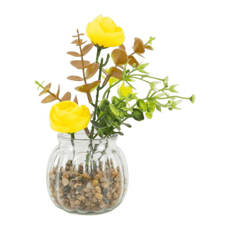 7.5"Artificial Rose In Glass Pot 7.5"Artificial Rose In Glass Pot