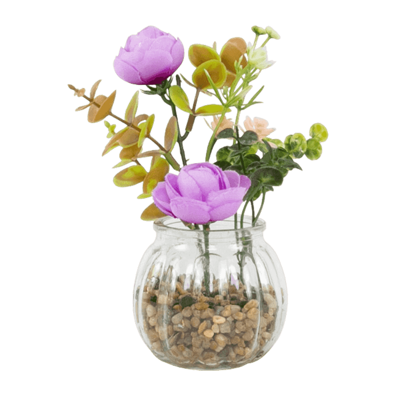 7.5"Artificial Rose In Glass Pot 7.5"Artificial Rose In Glass Pot