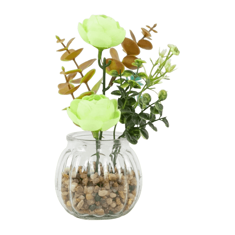 7.5"Artificial Rose In Glass Pot 7.5"Artificial Rose In Glass Pot