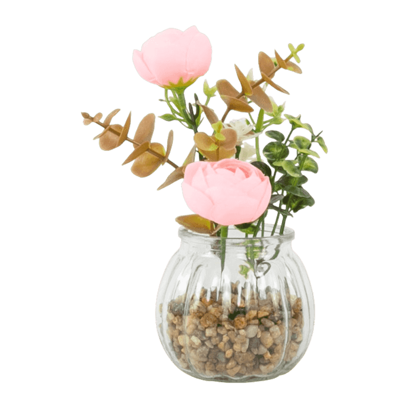 7.5"Artificial Rose In Glass Pot 7.5"Artificial Rose In Glass Pot