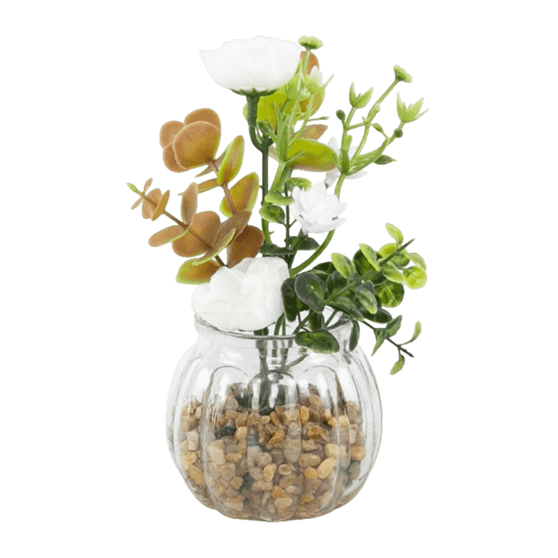 7.5"Artificial Rose In Glass Pot 7.5"Artificial Rose In Glass Pot