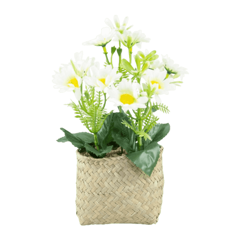 Artificial Flower With Straw Pot
