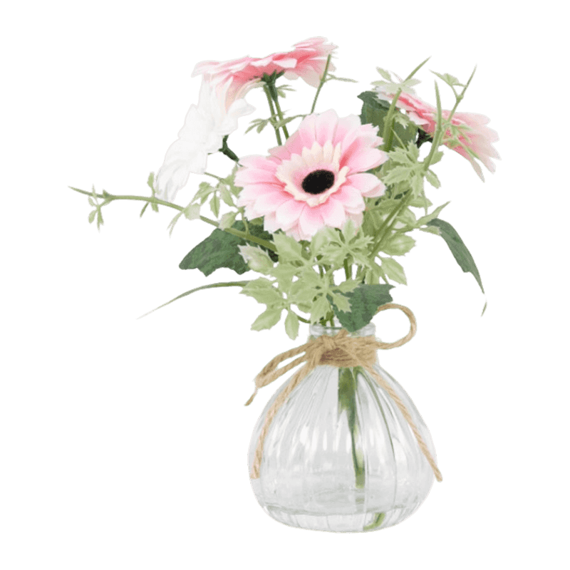 8.66"Artificial Daisy In Glass Pot With Fake Water 8.66"Artificial Daisy In Glass Pot With Fake Water