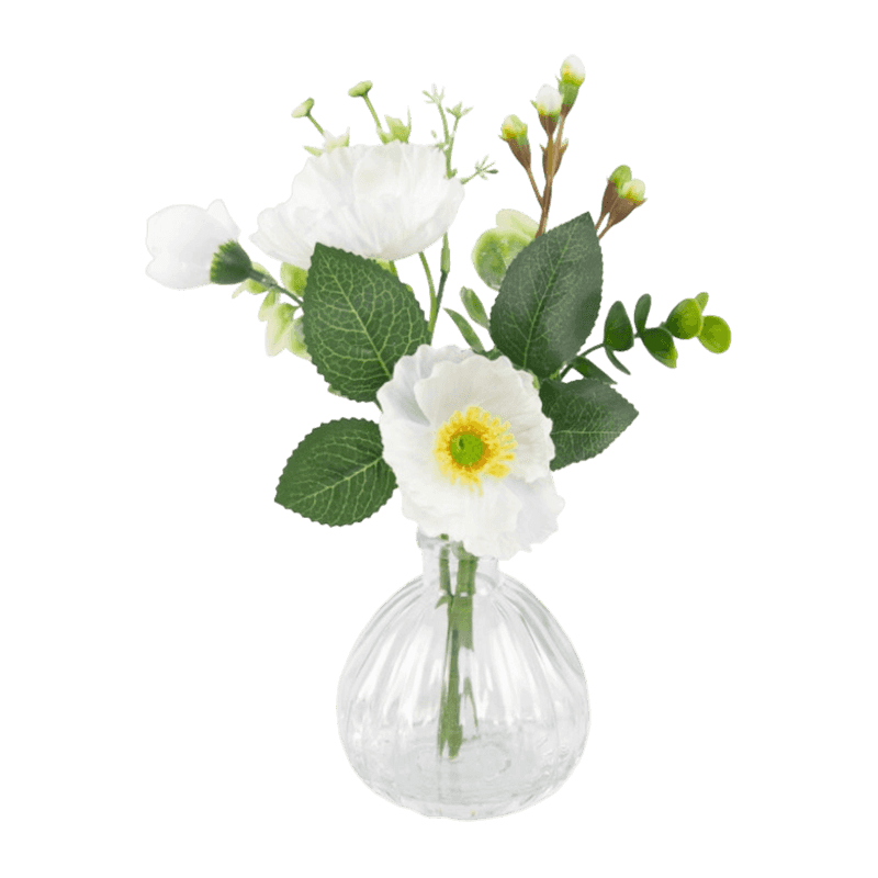 8.66"Artificial Daisy In Glass Pot With Fake Water 8.66"Artificial Daisy In Glass Pot With Fake Water