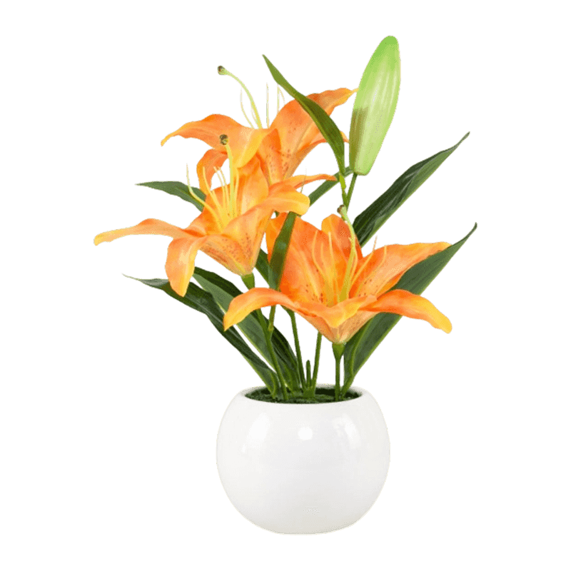 Artificial Lily Flower With Ceramic Pot