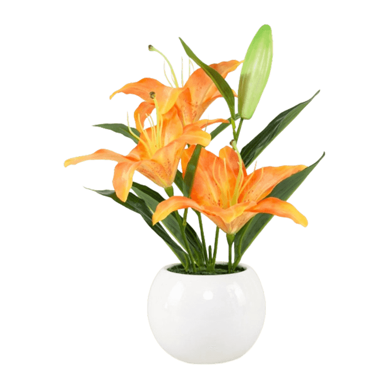 Artificial Lily Flower With Ceramic Pot